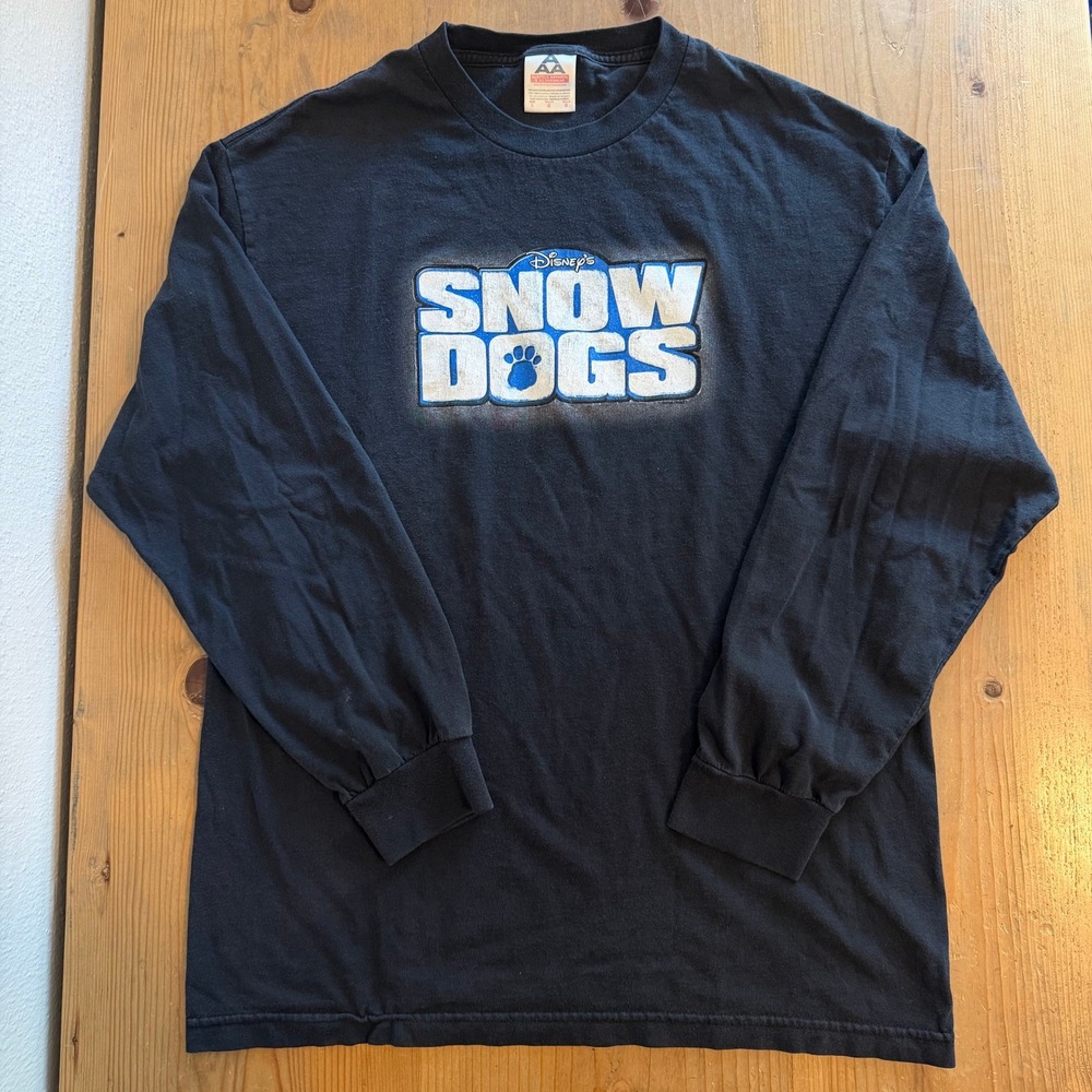 Vintage‎ Disney Snow Dogs Movie Promo Shirt Mens Large Black Long Sleeve AAA Tag
